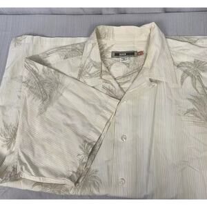 QuikSilver Edition Button Up Shirt XL Comfort Fit Cream/Tan 100% Cotton Hawaiian